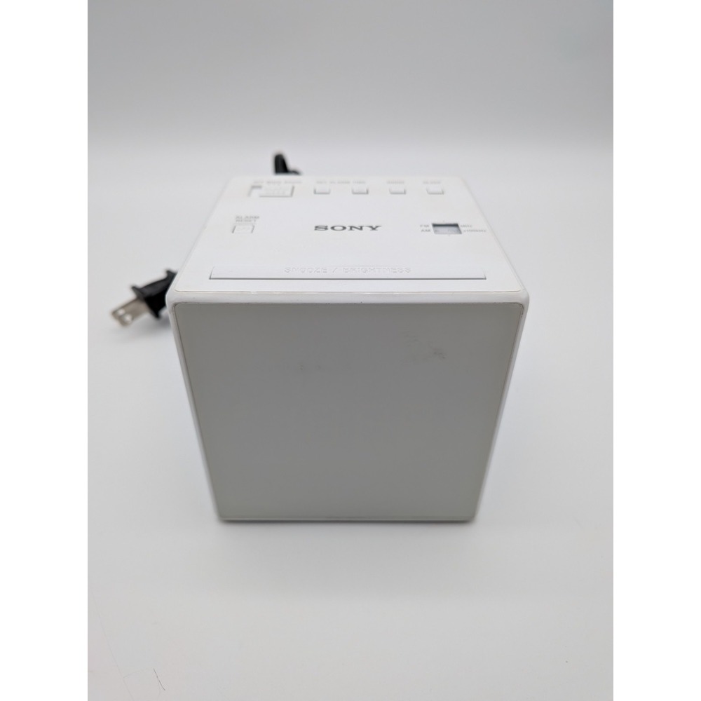 Sony ICF-C1 AM/FM LED Digital Clock Radio - White Cube (Tested & Working)